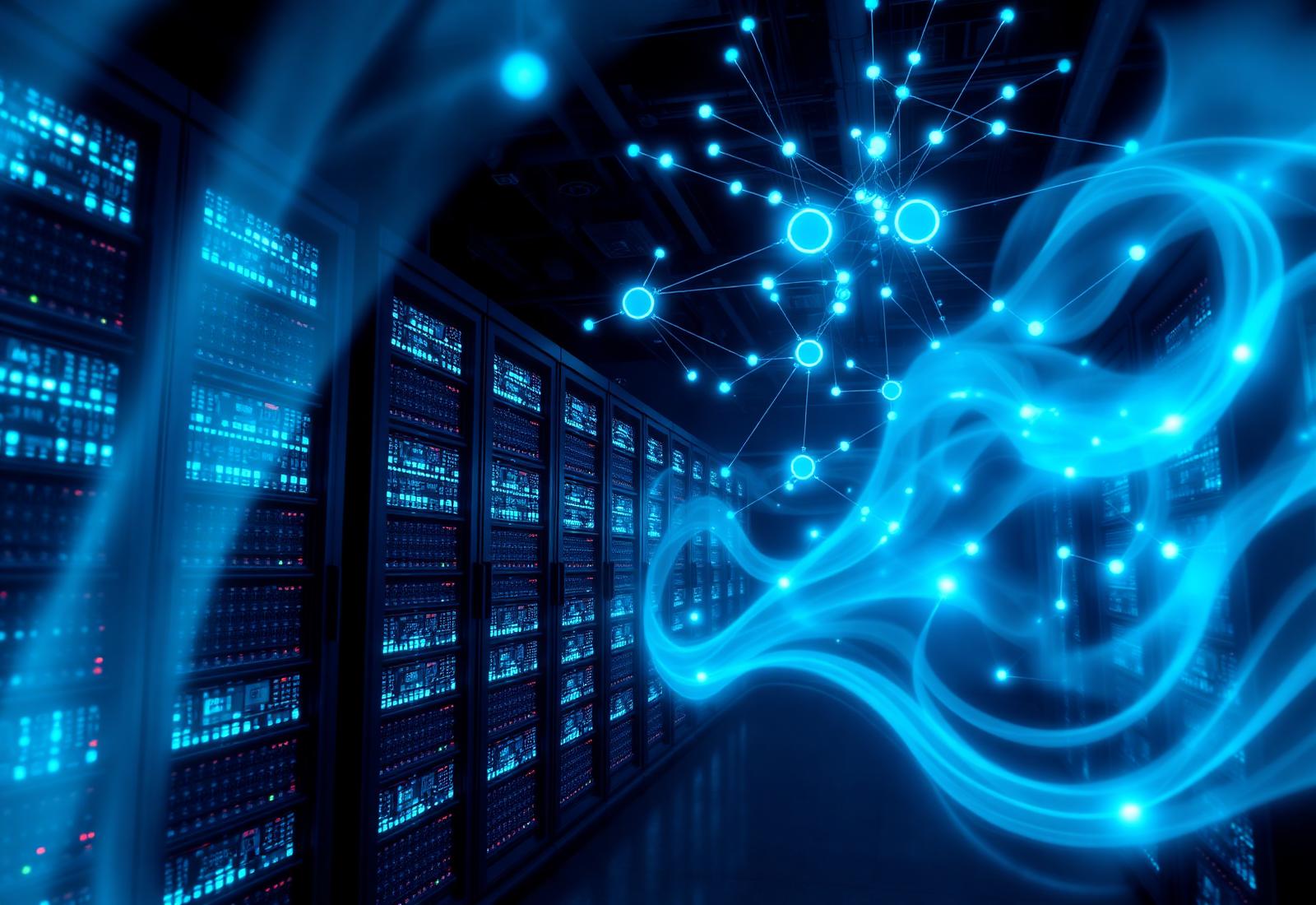 Data center servers with network light trails