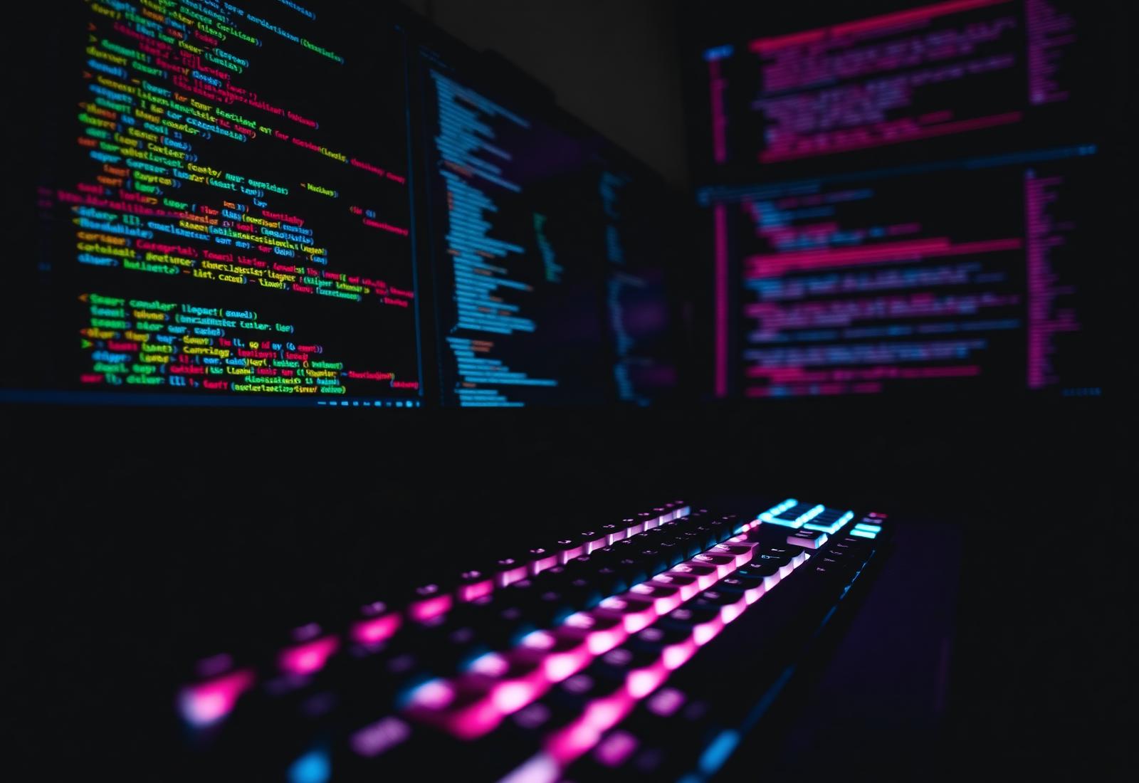 Illuminated keyboard and code editor screens
